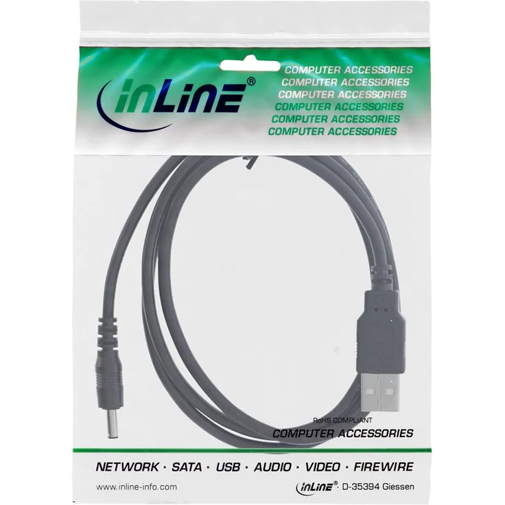 InLine USB DC Stromadapterkabel, USB A Stecker zu DC 3,5x1,35mm Hohlstecker, schwarz, 2m (26806B) – Bild 4