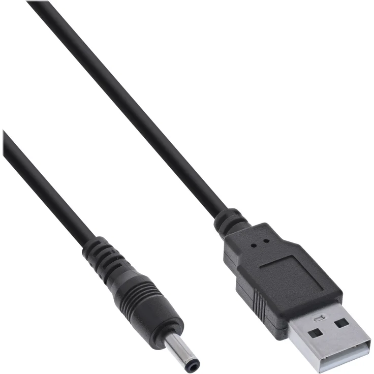 InLine USB DC Stromadapterkabel, USB A Stecker zu DC 3,5x1,35mm Hohlstecker, schwarz, 2m (26806B) – Bild 3