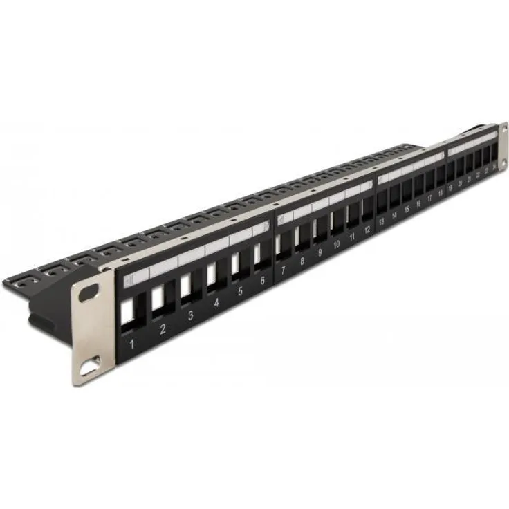 Delock 19 Keystone Patchpanel 24 Port mit Entlastungsschiene schwarz (66865)