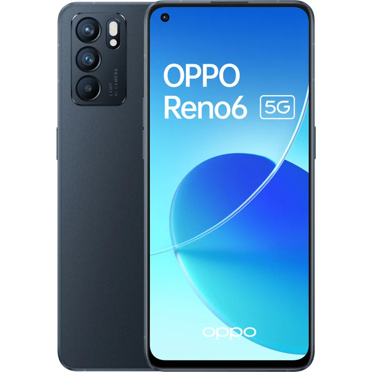 Oppo Reno6 5G Smartphone 16,26cm AMOLED-Display, 128GB interner Speicher, 8GB RAM, Dual-SIM, Android, Black – Bild 1