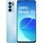 Oppo Reno6 5G Smartphone 16,26cm AMOLED-Display, 128GB interner Speicher, 8GB RAM, Dual-SIM, Android, Blue