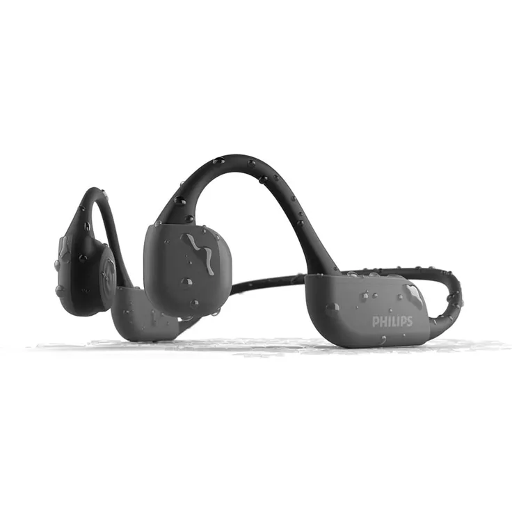 TAA6606BK-00 On-Ear-Kopfhörer mit Nackeband, Bone Conduction, Wasserdicht, Geeignet für Sport, Schwarz