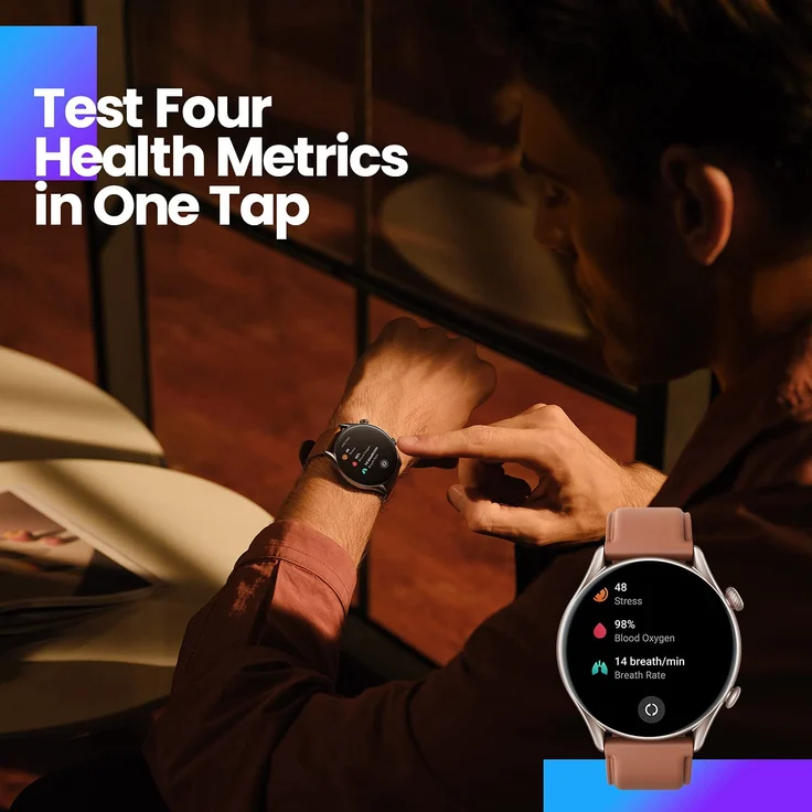 Amazfit GTR 3 PRO Smartwatch Unisex, Aluminiumgehäuse, Silikonarmband, Infinite Black – Bild 9