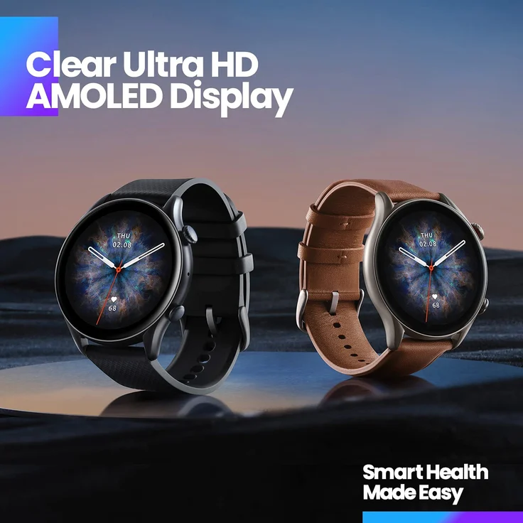 Amazfit GTR 3 PRO Smartwatch Unisex, Aluminiumgehäuse, Silikonarmband, Infinite Black – Bild 6
