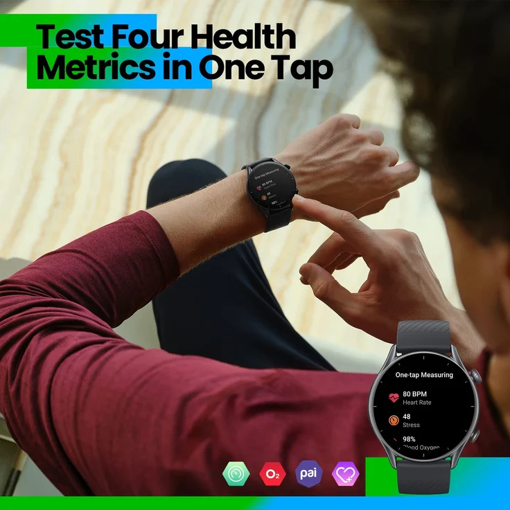 Amazfit GTR 3 Smartwatch Unisex, Aluminiumgehäuse, Silikonarmband, Thunder Black – Bild 12