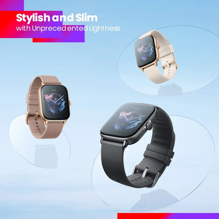 Amazfit GTS 3 Smartwatch Unisex, Aluminiumgehäuse, Kunststoffarmband, Ivory White – Bild 6