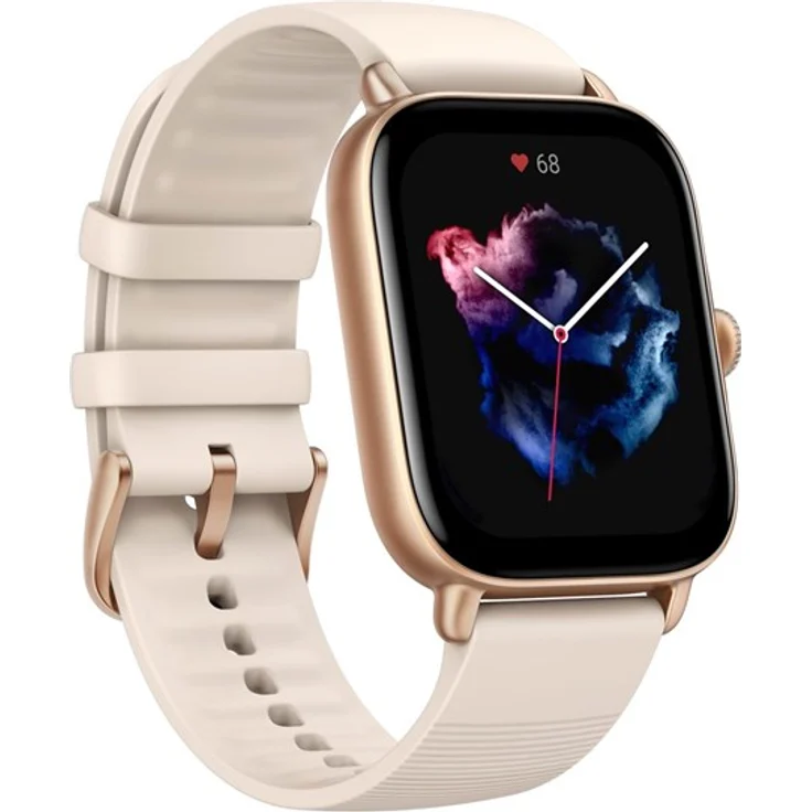 Amazfit GTS 3 Smartwatch Unisex, Aluminiumgehäuse, Kunststoffarmband, Ivory White – Bild 1