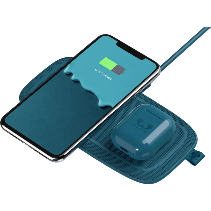 Fresh 'n Rebel Base Duo kabellose Ladestation (10W) Lade-Set inkl. Power Adapter 30W Petrol Blue