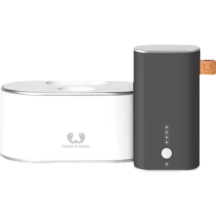 Fresh 'n Rebel 2PBCS1000WH Ladestation mit Powerbank 6000 mAh Weiß-Schwarz