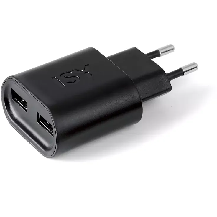 ISY IW-5000-1 2 Port USB Reiselader Universal, Schwarz