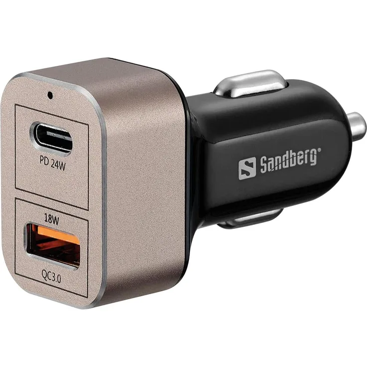 SANDBERG Car Charger 1xQC3.0+1xUSBC 24W