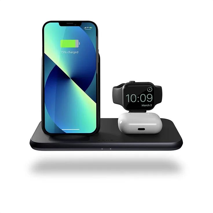 Zens Alu 4in1 Wireless Charger + USB-C PD Netzteil - Schwarz