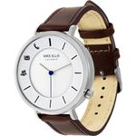 Mike Ellis Connect Watch West Hybrid-Smartwatch Unisex, 41mm, Edelstahlgehäuse, Silber/Braun