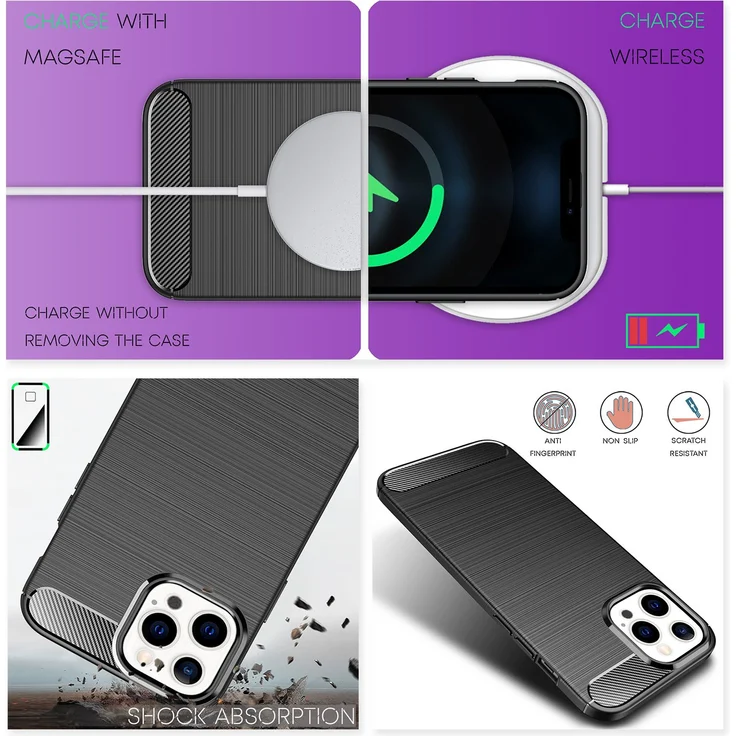 NALIA Carbon Look Case für Apple iPhone 13 Pro Max, Schwarz Silikon Cover Case Bumper – Bild 5