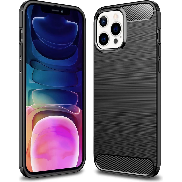NALIA Carbon Look Case für Apple iPhone 13 Pro Max, Schwarz Silikon Cover Case Bumper – Bild 1