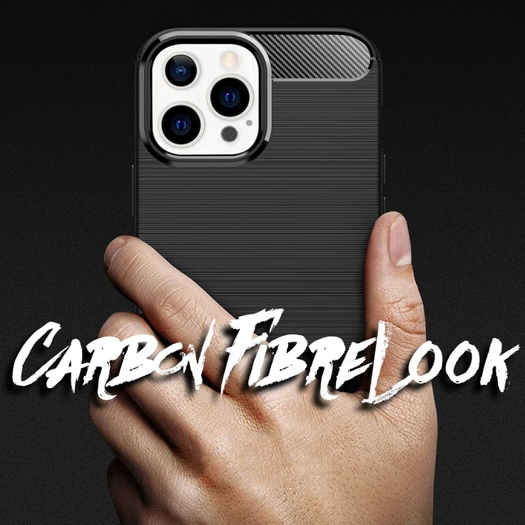 NALIA Carbon Look Case für Apple iPhone 13 Pro Max, Schwarz Silikon Cover Case Bumper – Bild 3
