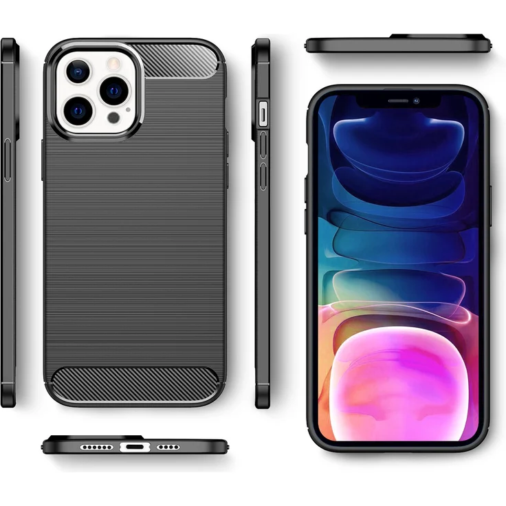 NALIA Carbon Look Case für Apple iPhone 13 Pro Max, Schwarz Silikon Cover Case Bumper – Bild 7