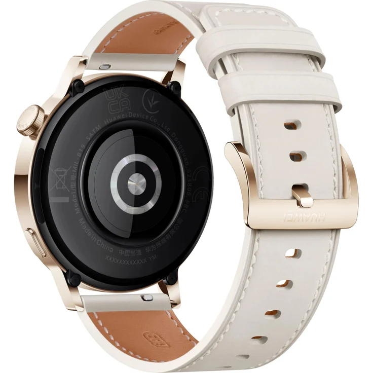 Huawei Watch GT3 Elegant Edition Smartwatch Unisex, 42mm, Lederarmband, Light Gold White – Bild 4