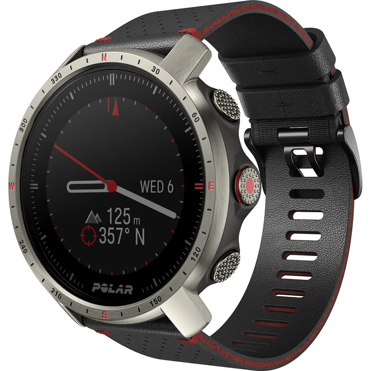 Polar Grit X Pro Smartwatch Unisex, 47mm, Titangehäuse, Lederarmband, Titan – Bild 1