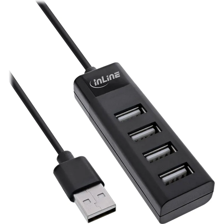 InLine USB 2.0 Hub, 4 Port, schwarz, Kabel 30cm (33293H)