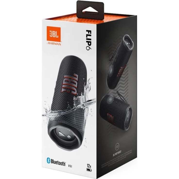 JBL Flip 6 Bluetooth-Lautsprecher, Midnight Black, Schwarz – Bild 9