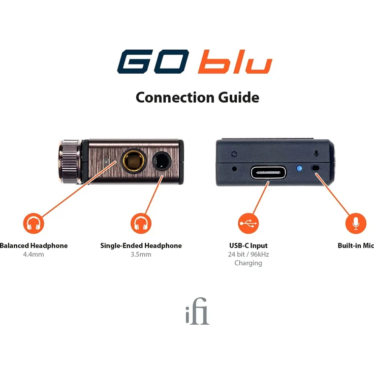 ifi Audio GO blu Tragbarer Kopfhörerverstärker mit Bluetooth, 4,4 mm- und 3,5 mm-Klinkenanschluss, Schwarz, roségold – Bild 5