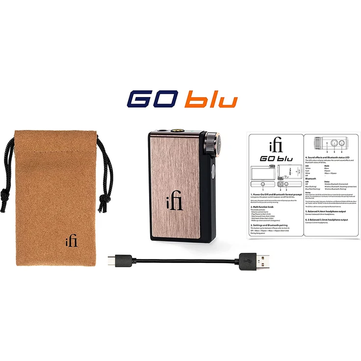 ifi Audio GO blu Tragbarer Kopfhörerverstärker mit Bluetooth, 4,4 mm- und 3,5 mm-Klinkenanschluss, Schwarz, roségold – Bild 6