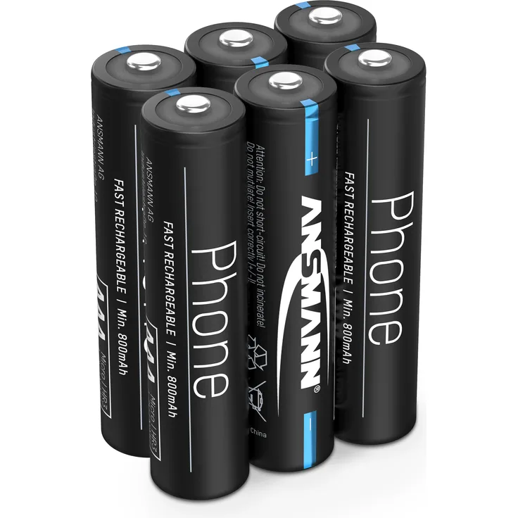 ANSMANN Telefon Akku AAA 800mAh 6 Stück NiMH 1 2V - Phone DECT Micro AAA