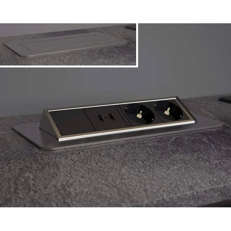 SCHÜTTE Einbausteckdose E2 2-Fach Schwarz