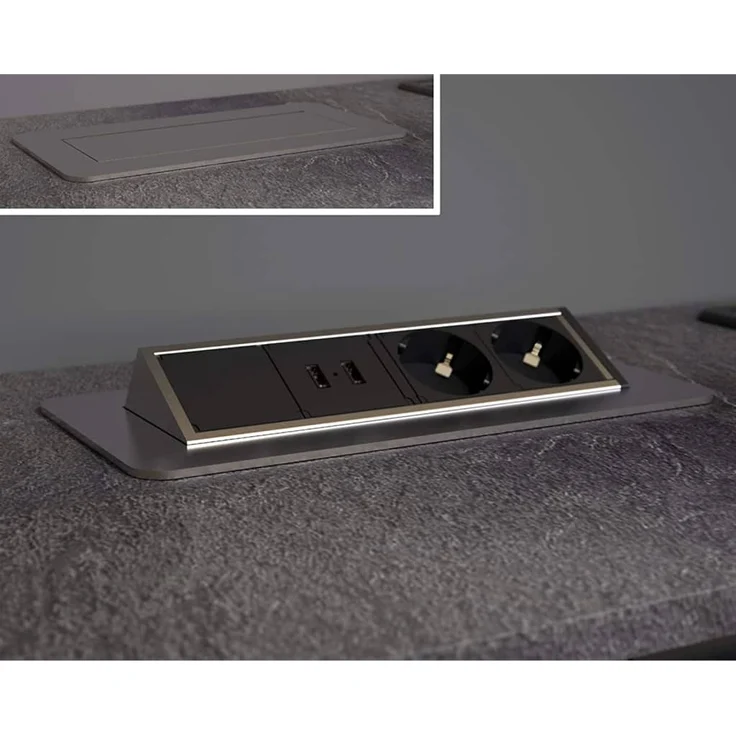 SCHÜTTE Einbausteckdose E2 2-Fach Schwarz