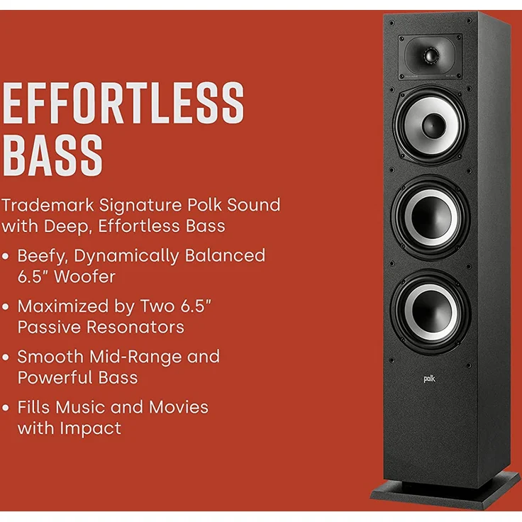 Polk Audio XT60 Standlautsprecher, HiFi, Heimkino-Lautsprecher, Hi-Res, Schwarz – Bild 2