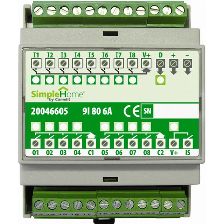 Modul Comelit Simplehome 9 eingänge und 8 ausgänge 6A auf DIN 20046605
