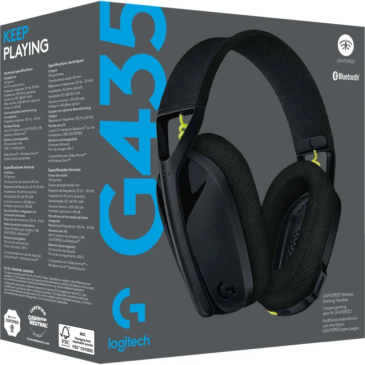 Logitech G435 Lightspeed Kabelloses Bluetooth-Gaming-Headset - Leichte Over-Ear-Kopfhörer, Integrierte Mikrofone, 18h Akku, Kompatibel mit Dolby Atmos, PC, PS4, PS5, Handy - Schwarz (981-001049) – Bild 7