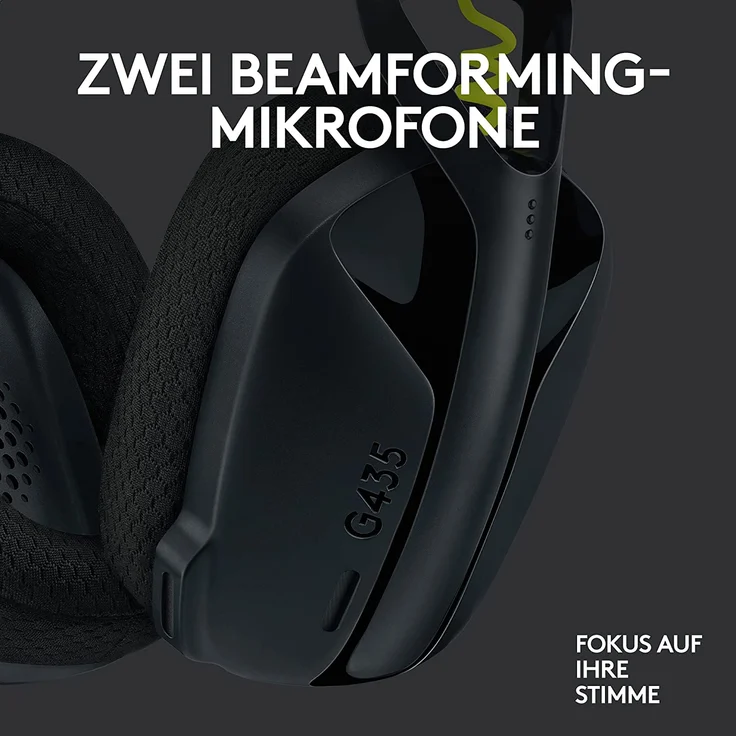 Logitech G435 Lightspeed Kabelloses Bluetooth-Gaming-Headset - Leichte Over-Ear-Kopfhörer, Integrierte Mikrofone, 18h Akku, Kompatibel mit Dolby Atmos, PC, PS4, PS5, Handy - Schwarz (981-001049) – Bild 6