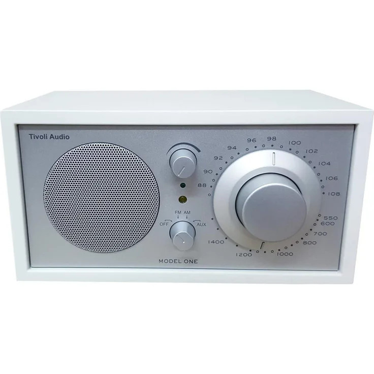 Tivoil Audio analoges AM/FM Radio Model One, Weiß satin matt/Silber 