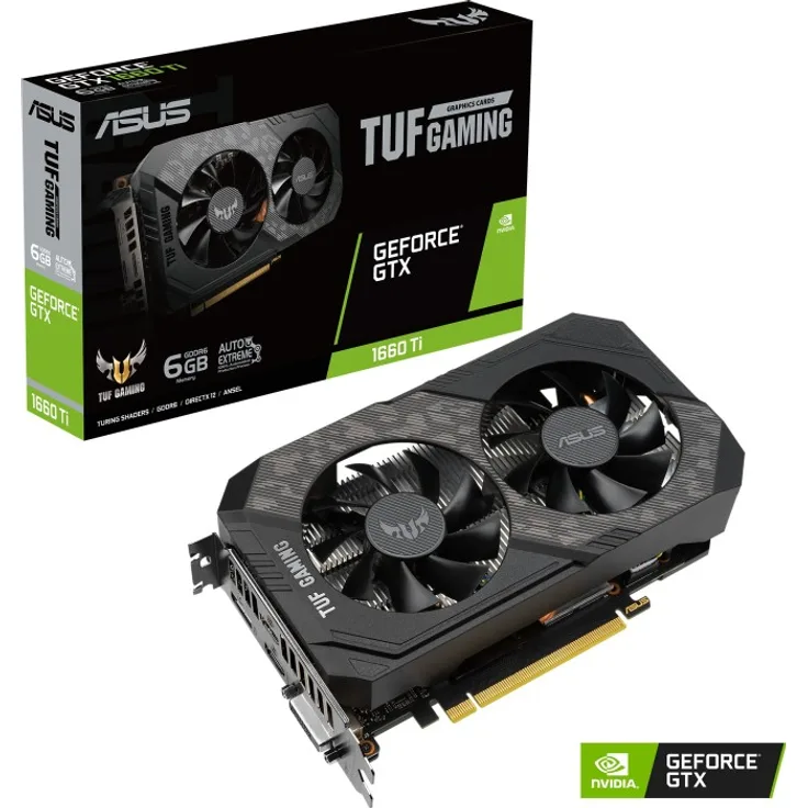 ASUS TUF Gaming GeForce GTX 1660 Ti OC Evo, TUF-GTX1660TI-O6G-EVO-GAMING, 6GB GDDR6, DVI, 2x HDMI, DP (90YV0CT7-M0NA00)