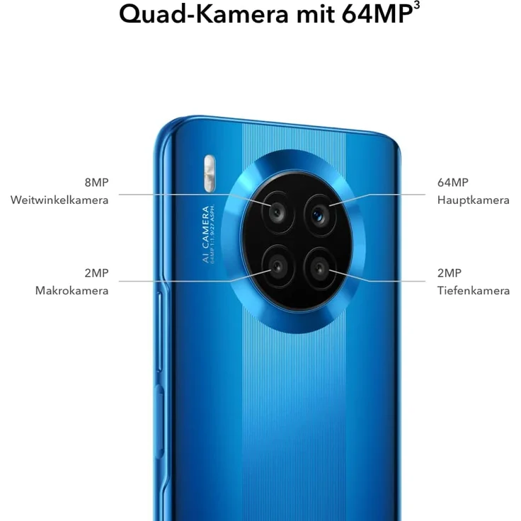 Honor 50 Lite Smartphone 16,94cm (6,67 Zoll) IPS-Display, 128GB interner Speicher, 6GB RAM, Dual-SIM, Deep Sea Blue – Bild 3