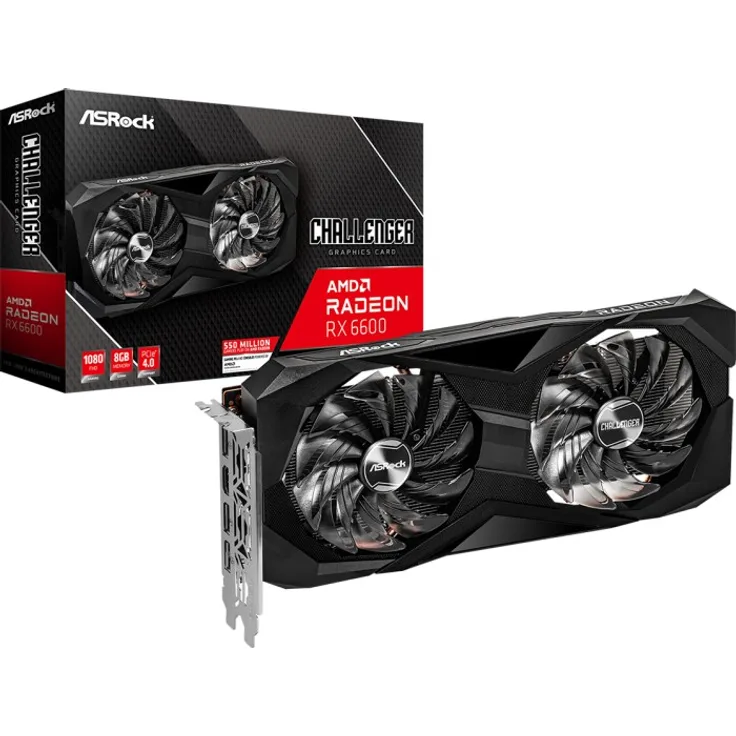 ASRock Radeon RX 6600 Challenger D 8GB, RX6600 CLD 8G, 8GB GDDR6, HDMI, 3x DP (90-GA2RZZ-00UANF)