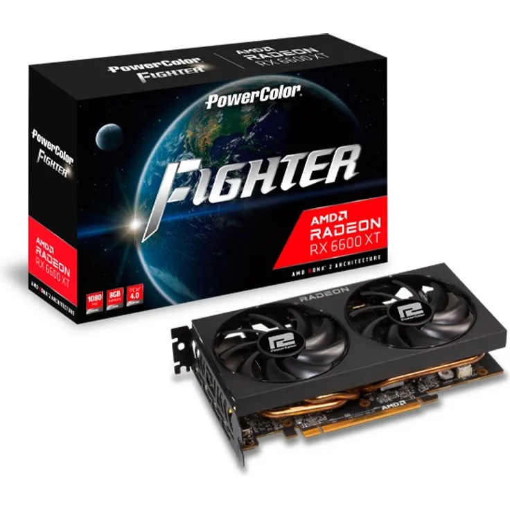 PowerColor Radeon RX 6600 XT Fighter, 8GB GDDR6, HDMI, 3x DP (AXRX 6600XT 8GBD6-3DH)