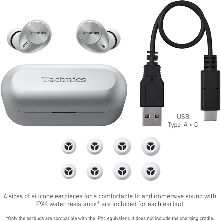 Technics EAH-AZ40E-S Premium Bluetooth True Wireless In-Ear-Kopfhörer, Noise Cancelling, silber – Bild 6