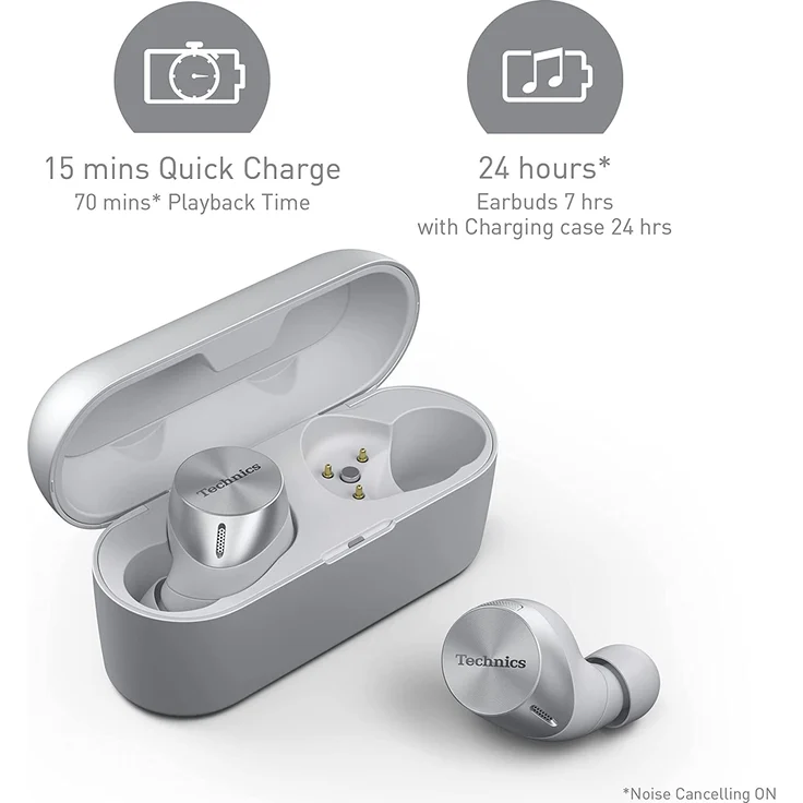 Technics EAH-AZ60E-S ANC Bluetooth True Wireless In-Ear-Kopfhörer, Noise Cancelling, silber – Bild 5