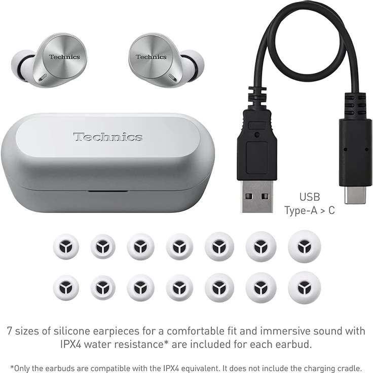 Technics EAH-AZ60E-S ANC Bluetooth True Wireless In-Ear-Kopfhörer, Noise Cancelling, silber – Bild 6