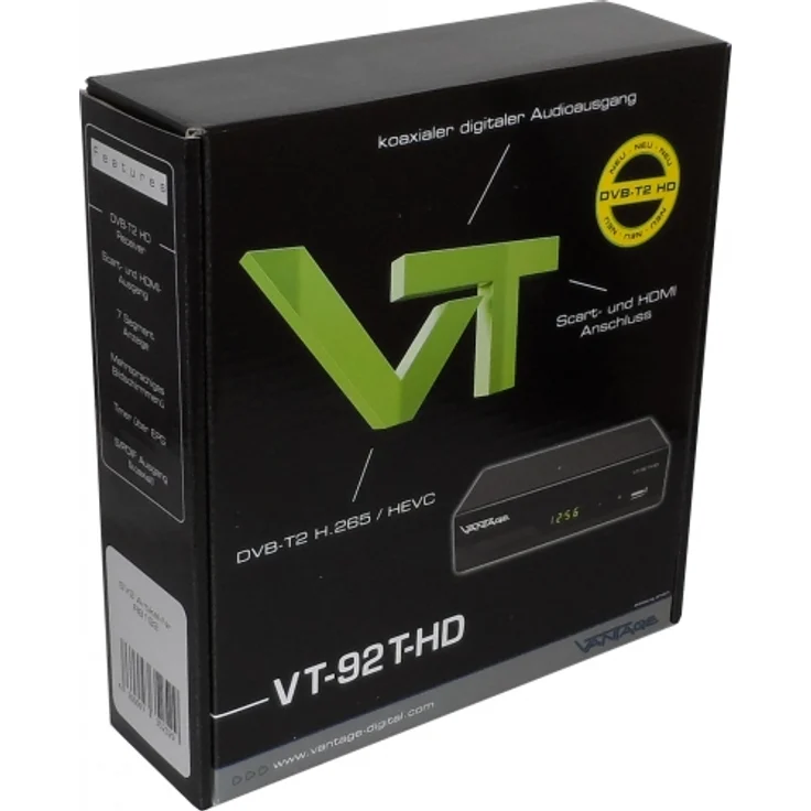 Vantage Vantage VT-92 T2 HD FTA DVB-T2 Receiver, schwarz – Bild 8
