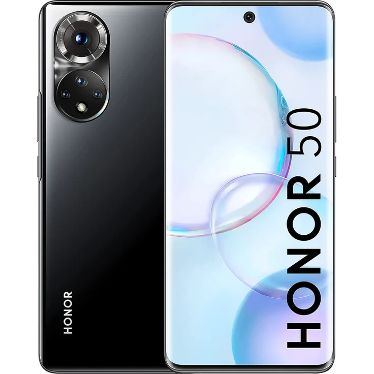 Honor 50 5G Smartphone 16,69cm (6,57 Zoll) AMOLED-Display, 128GB interner Speicher, 6GB RAM, Dual-SIM, Android, Midnight Black
