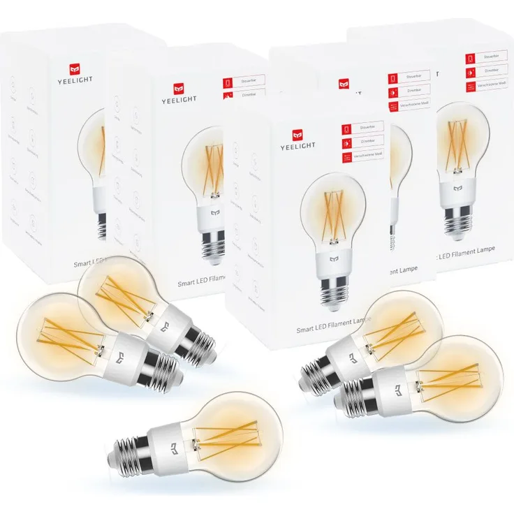 Yeelight 5er Set Leuchtmittel E27: Smart LED Filament Lampe, EU-Version