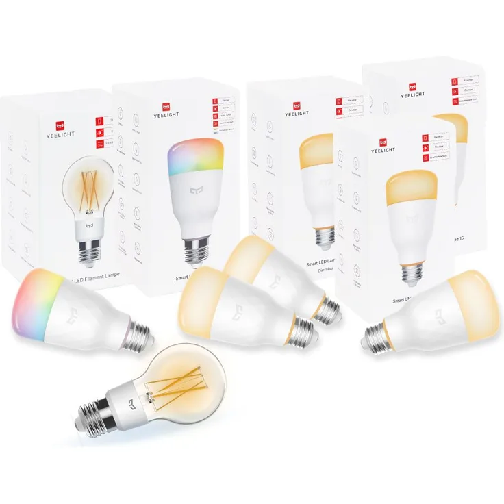 Yeelight 5er Set Leuchtmittel E27: Smart LED Filament und 1S Lampe (Color und Dimmbar), EU-Version