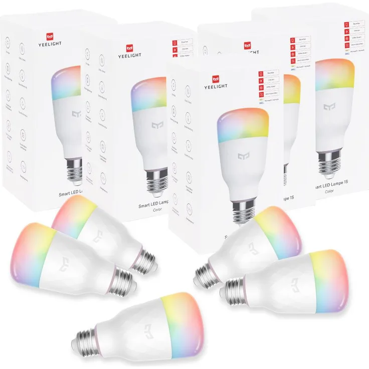 Yeelight 5er Set Leuchtmittel E27: Smart LED Lampe 1S (Color), EU-Version