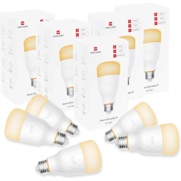 Yeelight 5er Set Leuchtmittel E27: Smart LED Lampe 1S (Dimmbar), EU-Version