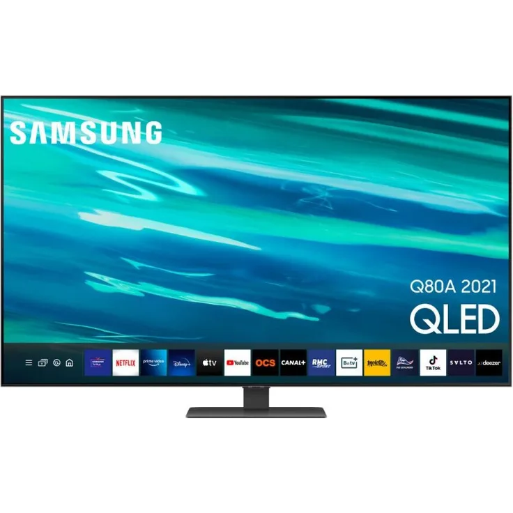 Samsung QE50Q80A 125 cm (50 Zoll) QLED Smart TV (Ultra HD, HDR, Direct LED) Twin-HD-Triple-Tuner (Sat, Antenne, Kabel) Modelljahr 2021 Energieklasse G (EU-Modell)