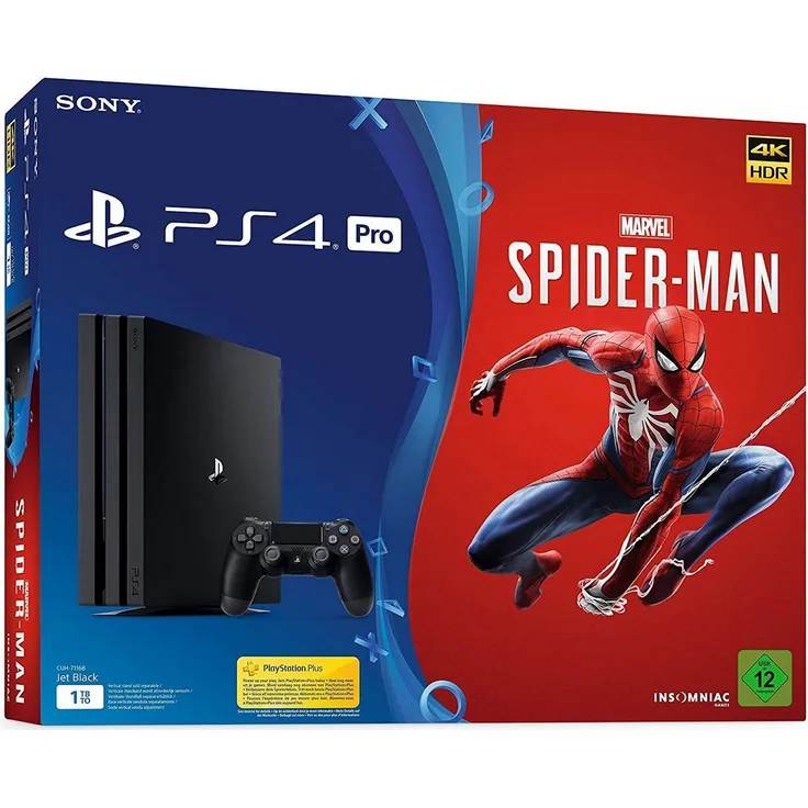 Sony PlayStation 4 Pro Jet Black 1TB Bundle inkl. Marvel's Spider-Man
